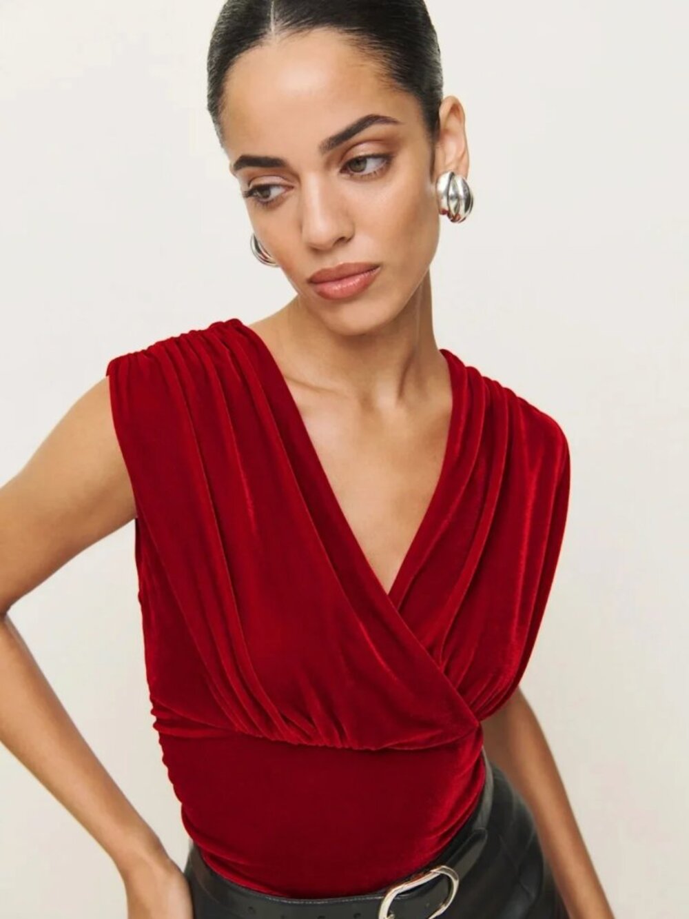 Reformation Amelia Knit Top Red - Size S